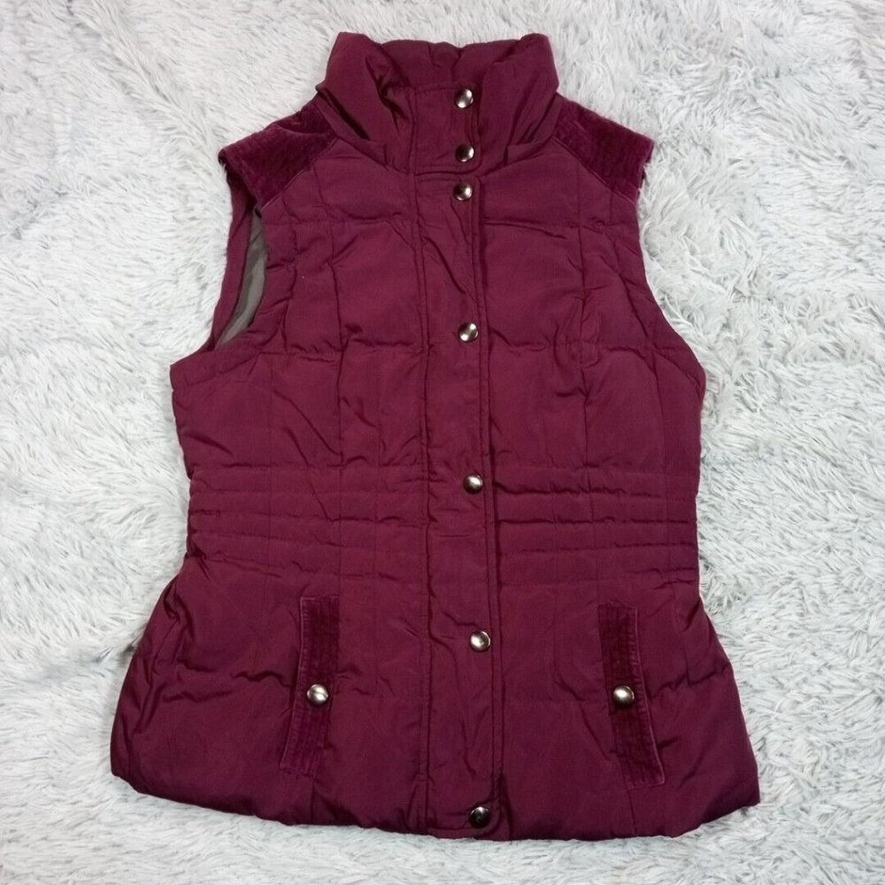 A.N.A Womens Vest Quilted Purple S Full Zip Pockets Hiking Snaps‎ Insulated